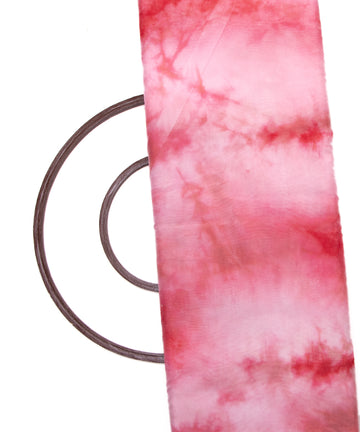 Red Colour Tie Dye Digital Print Organza Fabric